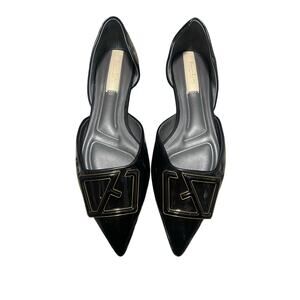 Franco Sarto Black Flats with Gold Accents